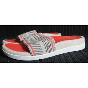 Spenco Desert Stripe Orthotic Slides Sandals Size 8.5 Sunset Orange Womens